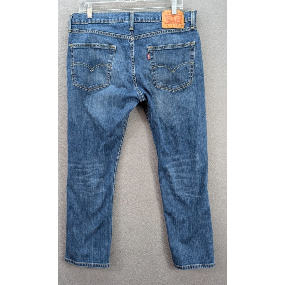 Levis 511 Men's Jeans 36x30 Blue Denim Straight Red Tab Faded Mid Rise Stretch - Picture 3 of 11